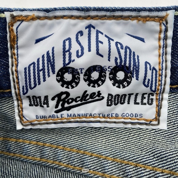 John B Stetson 1014 Rocker Fit Boot Leg Blue Jeans Mens 31x34 Western Cowboy - Picture 4 of 12